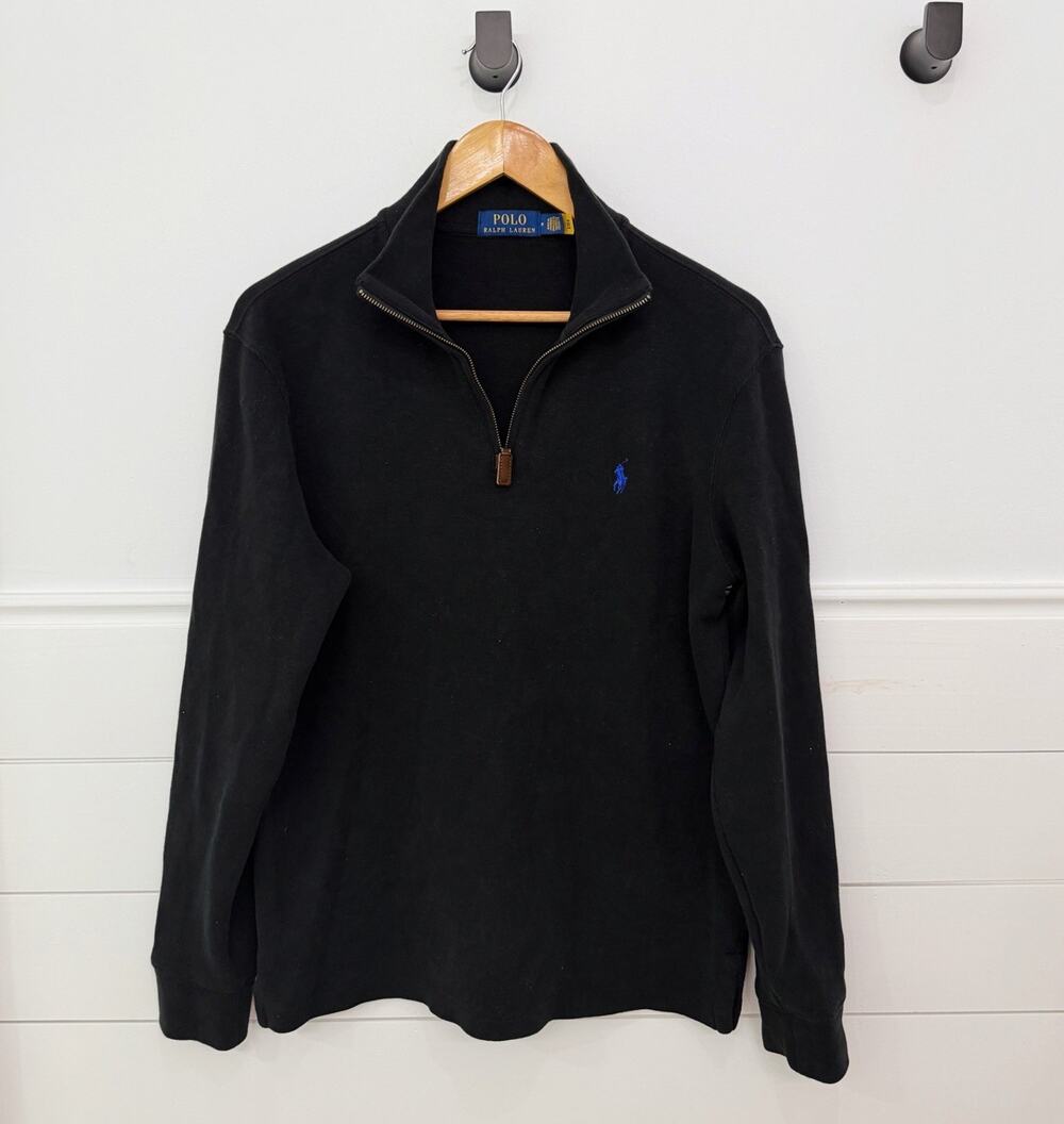 Men’s Polo Ralph Lauren Black 1/4 Zip Pullover Sweater Size M